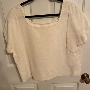 Madewell Off-White Textured Short Sleeve Blouse